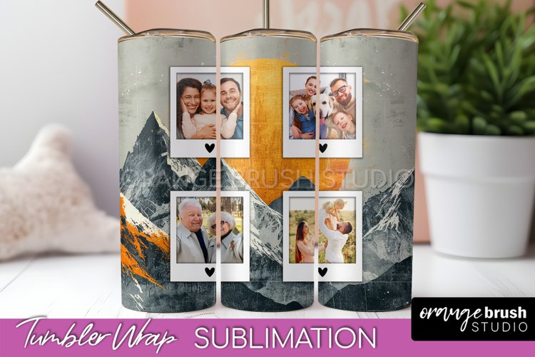 Photo Tumbler Wrap, Boho Family Frame Tumbler Sublimation example image 1