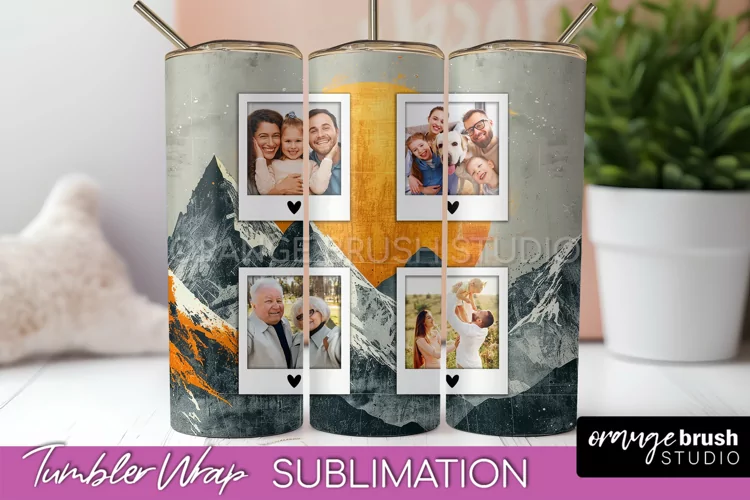 Photo Tumbler Wrap, Boho Family Frame Tumbler Sublimation