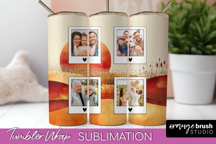 Photo Tumbler Wrap, Boho Family Frame Tumbler Sublimation
