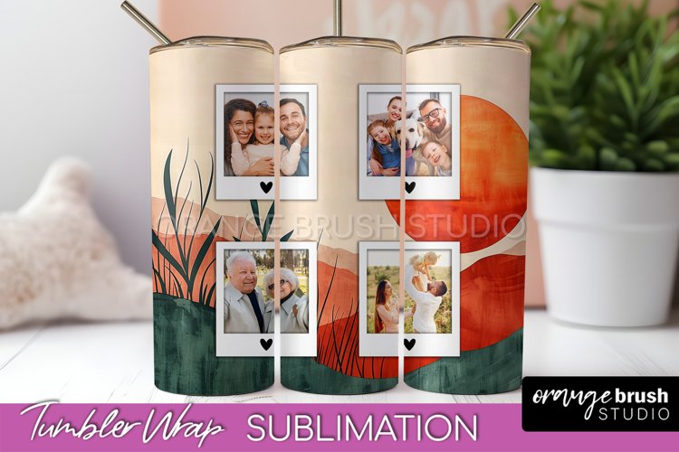 Photo Tumbler Wrap, Boho Family Frame Tumbler Sublimation example image 1