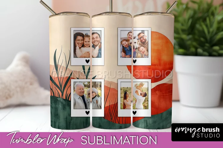 Photo Tumbler Wrap, Boho Family Frame Tumbler Sublimation