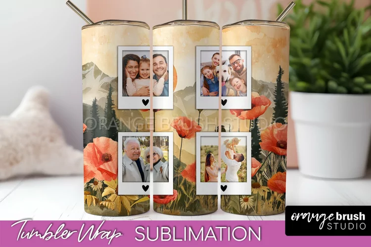 Photo Tumbler Wrap, Boho Family Frame Tumbler Sublimation