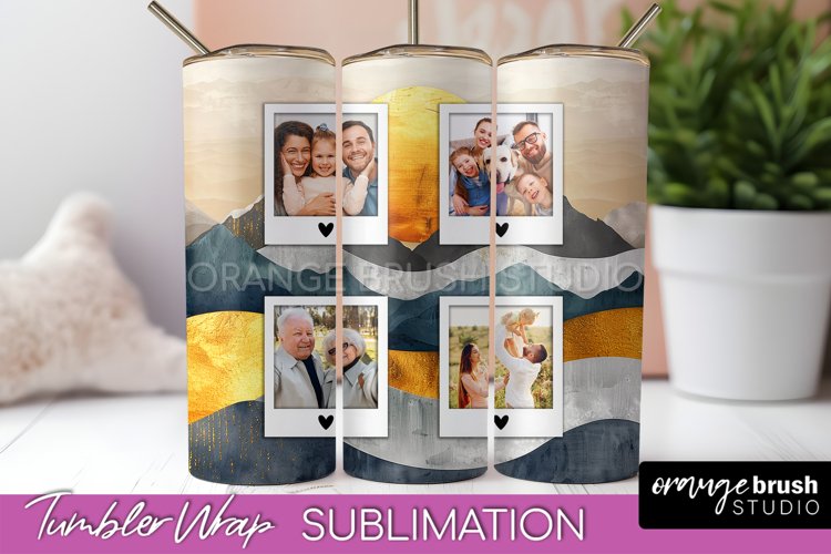 Photo Tumbler Wrap, Boho Family Frame Tumbler Sublimation example image 1