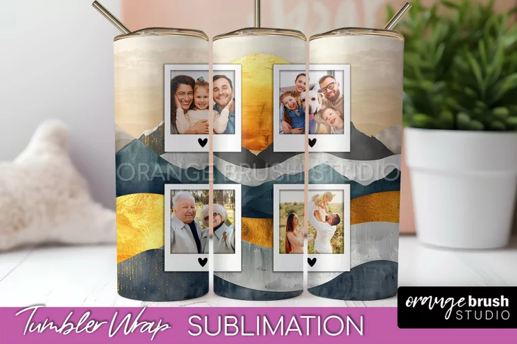 Photo Tumbler Wrap, Boho Family Frame Tumbler Sublimation