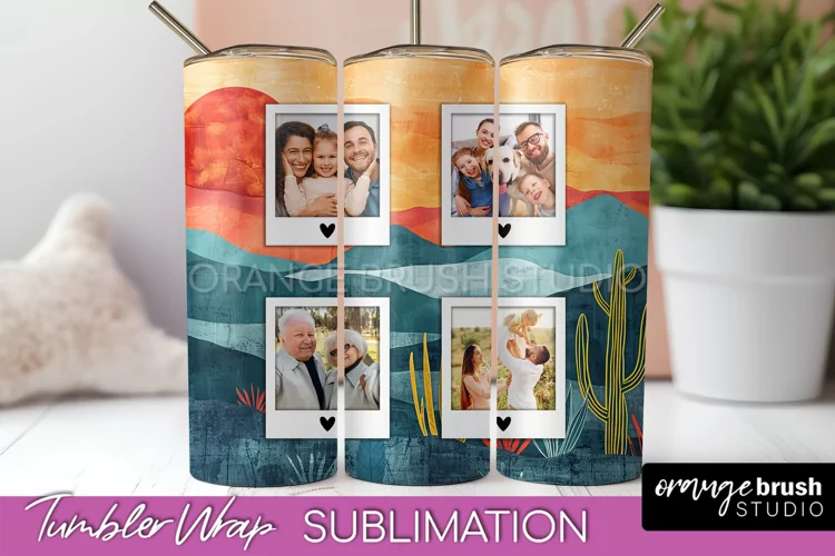 Photo Tumbler Wrap, Boho Family Frame Tumbler Sublimation
