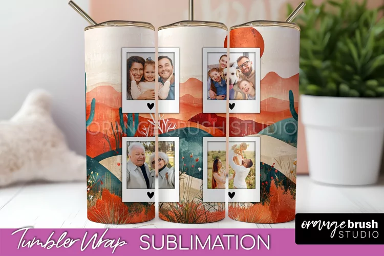 Photo Tumbler Wrap, Boho Family Frame Tumbler Sublimation