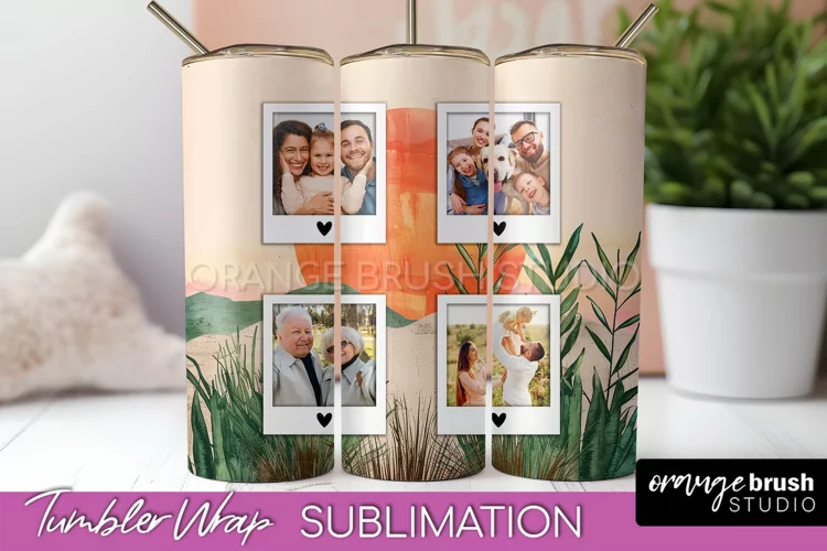 Photo Tumbler Wrap, Boho Family Frame Tumbler Sublimation