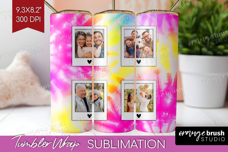 Tie Dye Photo Tumbler PNG - Rainbow Picture Tumbler Wrap