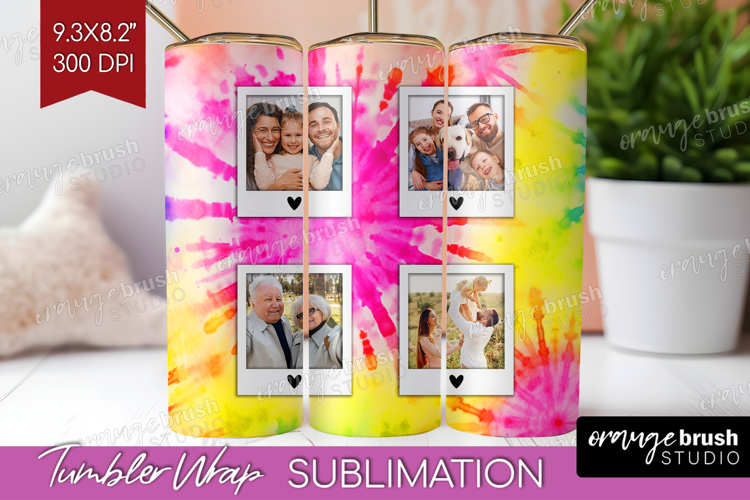 Tie Dye Photo Tumbler PNG - Rainbow Picture Tumbler Wrap