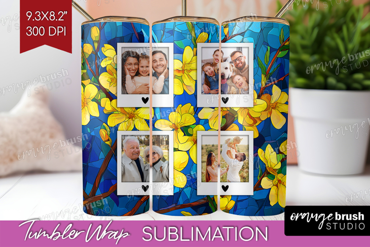 Stained Glass Photo Tumbler PNG - Flowers Picture Tumbler