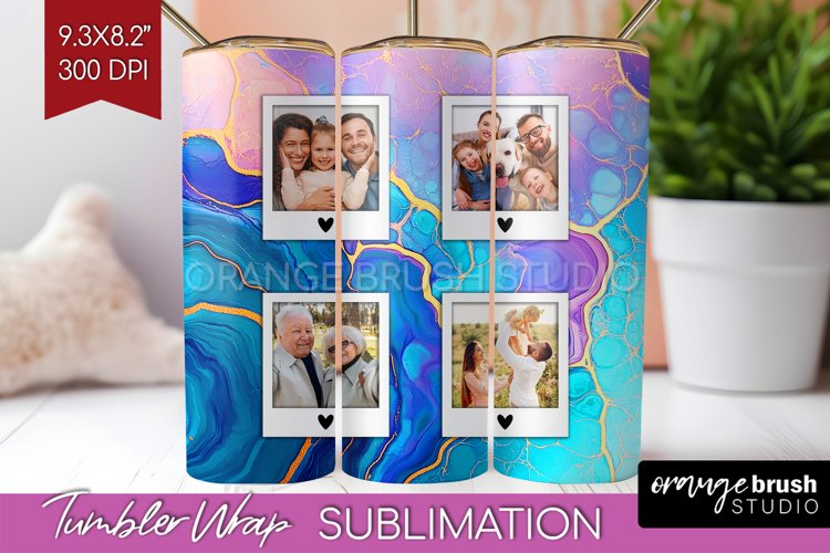 Alcohol Ink Photo Tumbler PNG - Marble Picture Tumbler Wrap