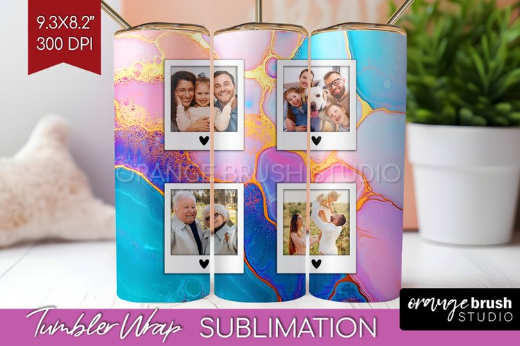 Alcohol Ink Photo Tumbler PNG - Marble Picture Tumbler Wrap