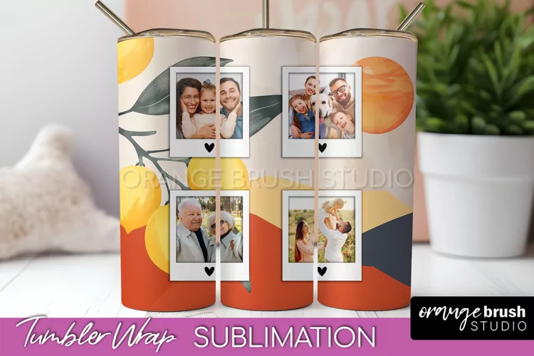 Photo Tumbler Wrap, Boho Family Frame Tumbler Sublimation