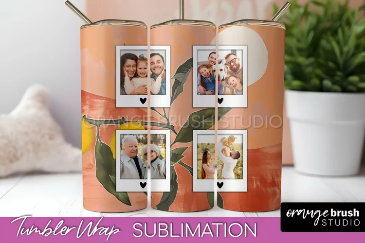 Photo Tumbler Wrap, Boho Family Frame Tumbler Sublimation