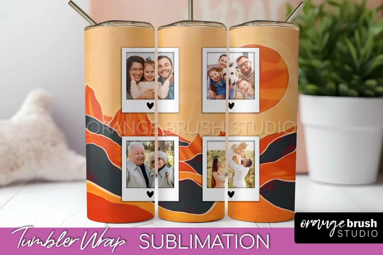 Photo Tumbler Wrap, Boho Family Frame Tumbler Sublimation