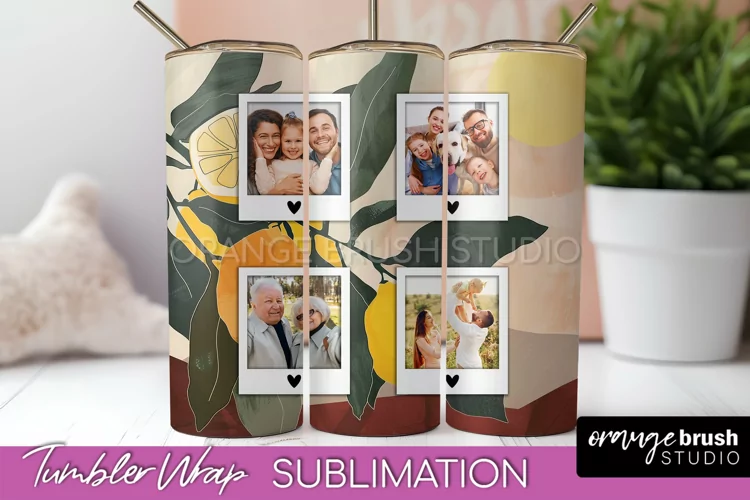 Photo Tumbler Wrap, Boho Family Frame Tumbler Sublimation