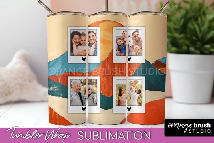 Photo Tumbler Wrap, Boho Family Frame Tumbler Sublimation