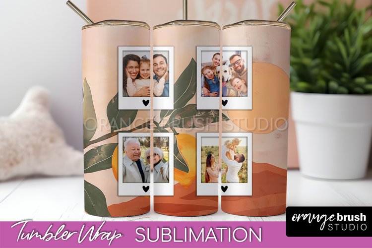 Photo Tumbler Wrap, Boho Family Frame Tumbler Sublimation example image 1