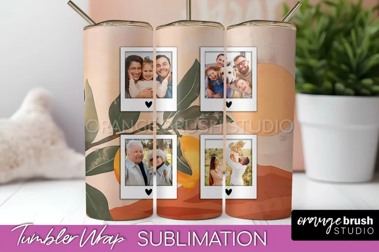 Photo Tumbler Wrap, Boho Family Frame Tumbler Sublimation
