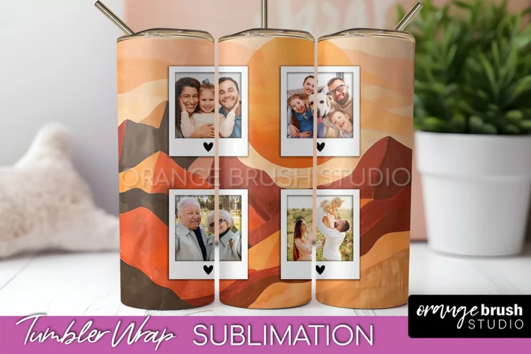 Photo Tumbler Wrap, Boho Family Frame Tumbler Sublimation