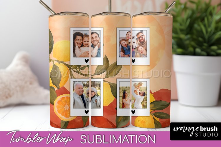 Photo Tumbler Wrap, Boho Family Frame Tumbler Sublimation example image 1