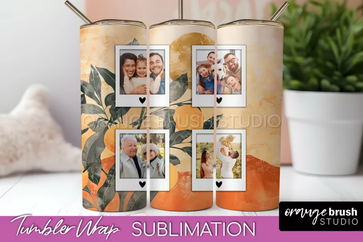 Photo Tumbler Wrap, Boho Family Frame Tumbler Sublimation