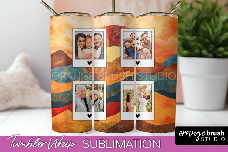 Photo Tumbler Wrap, Boho Family Frame Tumbler Sublimation