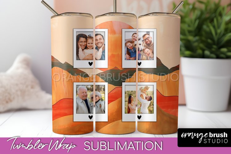 Photo Tumbler Wrap, Boho Family Frame Tumbler Sublimation example image 1