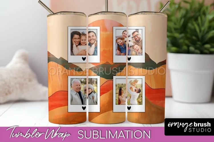 Photo Tumbler Wrap, Boho Family Frame Tumbler Sublimation