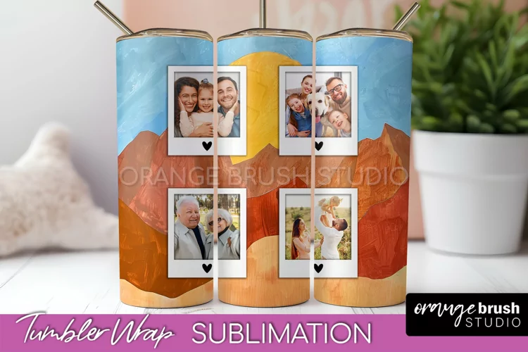 Photo Tumbler Wrap, Boho Family Frame Tumbler Sublimation