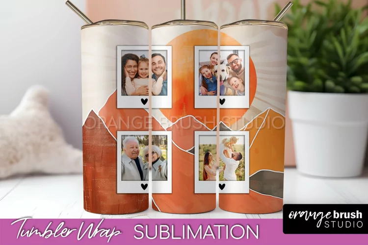 Photo Tumbler Wrap, Boho Family Frame Tumbler Sublimation
