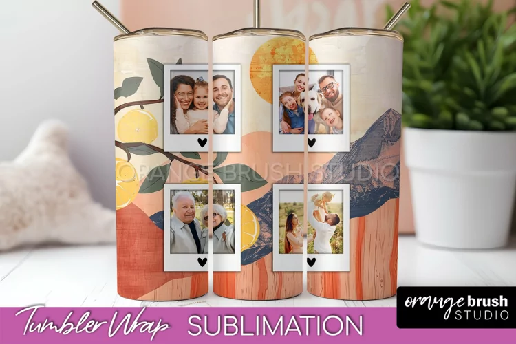 Photo Tumbler Wrap, Boho Family Frame Tumbler Sublimation