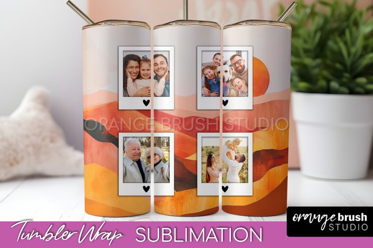 Photo Tumbler Wrap, Boho Family Frame Tumbler Sublimation example image 1