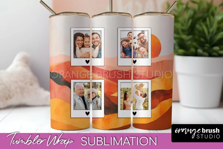 Photo Tumbler Wrap, Boho Family Frame Tumbler Sublimation