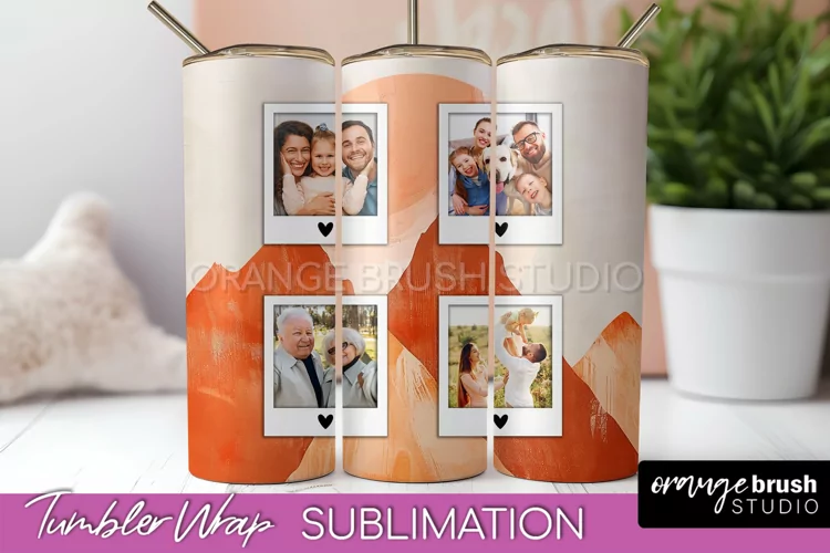 Photo Tumbler Wrap, Boho Family Frame Tumbler Sublimation
