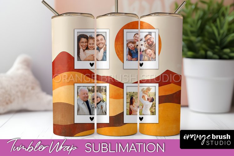 Photo Tumbler Wrap, Boho Family Frame Tumbler Sublimation example image 1