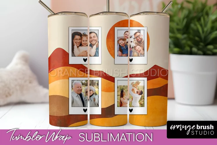 Photo Tumbler Wrap, Boho Family Frame Tumbler Sublimation
