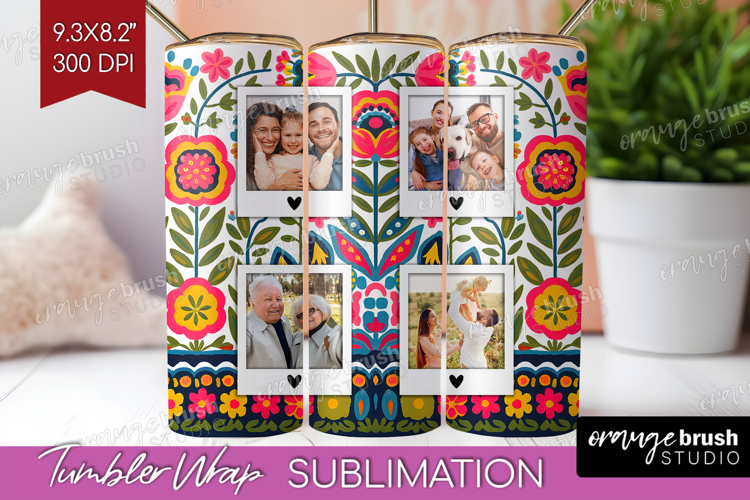 Folk Flowers Photo Tumbler PNG - Floral Picture Tumbler Wrap