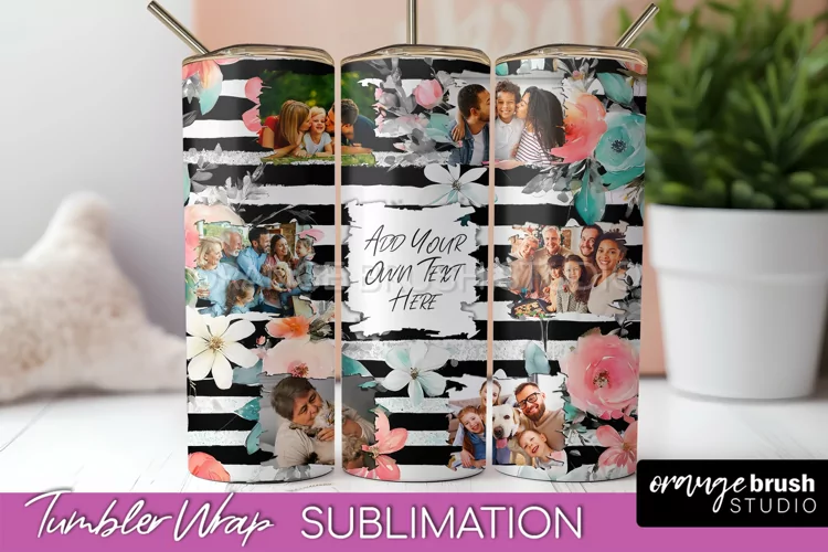 Photo Tumbler Wrap, Floral Picture Frame Tumbler Sublimation