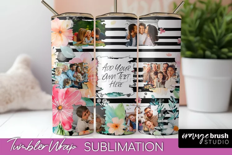 Photo Tumbler Wrap, Floral Picture Frame Tumbler Sublimation