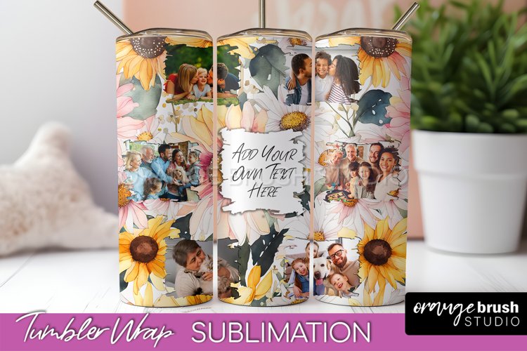 Photo Tumbler Wrap, Floral Picture Frame Tumbler Sublimation example image 1