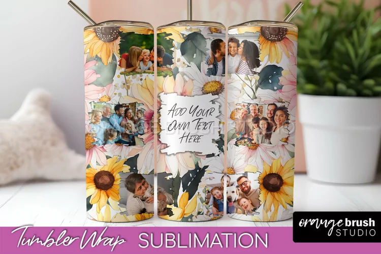 Photo Tumbler Wrap, Floral Picture Frame Tumbler Sublimation
