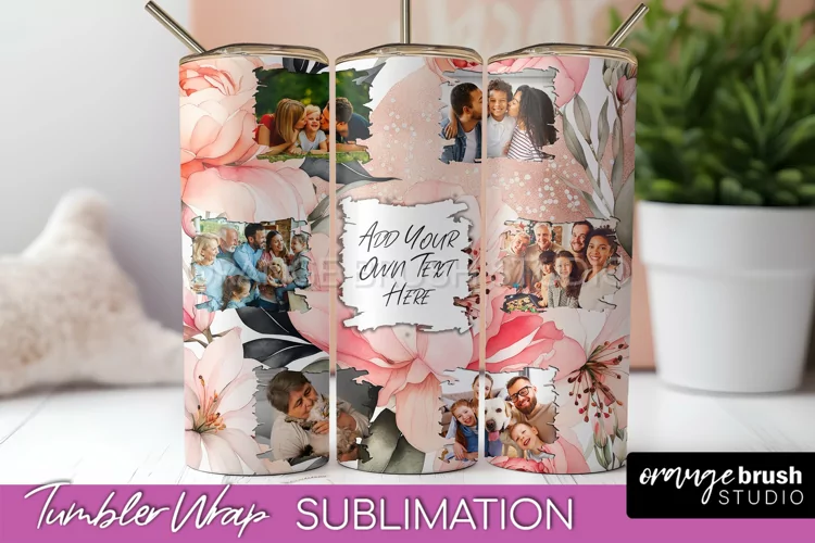 Photo Tumbler Wrap, Floral Picture Frame Tumbler Sublimation