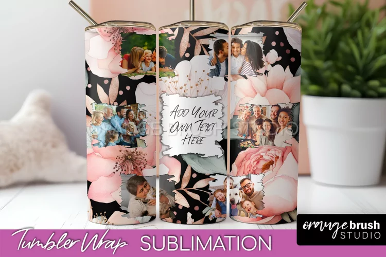 Photo Tumbler Wrap, Floral Picture Frame Tumbler Sublimation