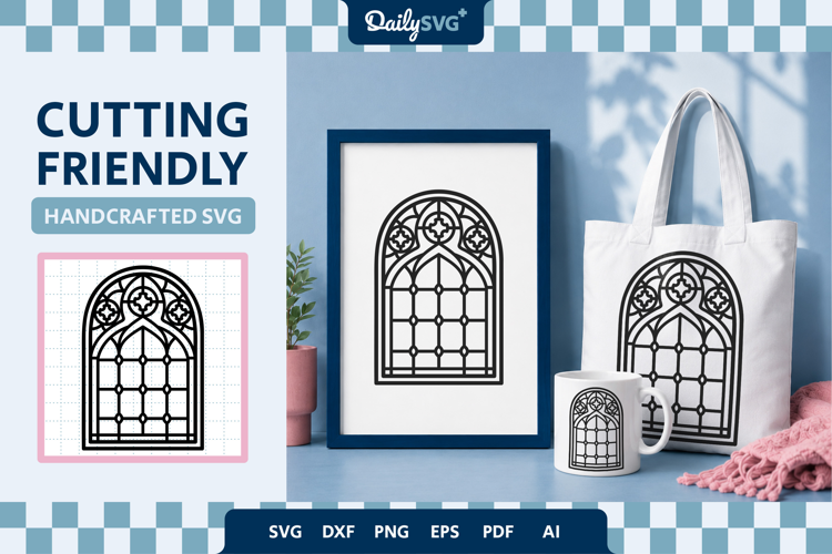 Victorian Gothic Window SVG Ornamental Architecture Cut File