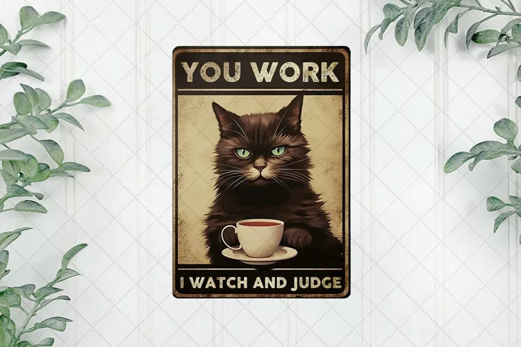 Vintage Black Cat Sublimation Clipart