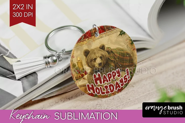 Vintage Christmas Keychain PNG - Xmas Keychain Sublimation