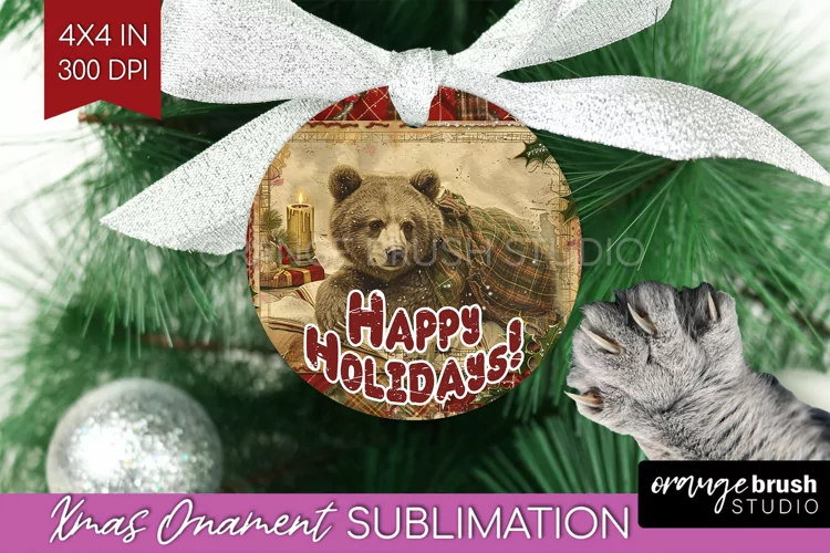Vintage Christmas Ornament PNG - Retro Xmas Sublimation