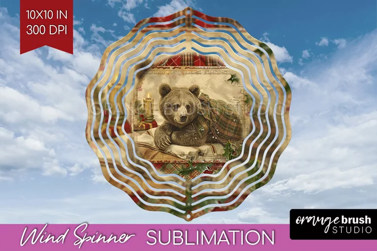 Vintage Christmas Wind Spinner PNG - Retro Xmas Sublimation