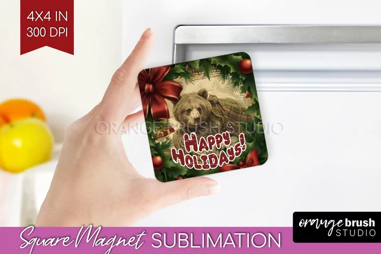 Vintage Christmas Magnet Sublimation - Retro Xmas Magnet PNG